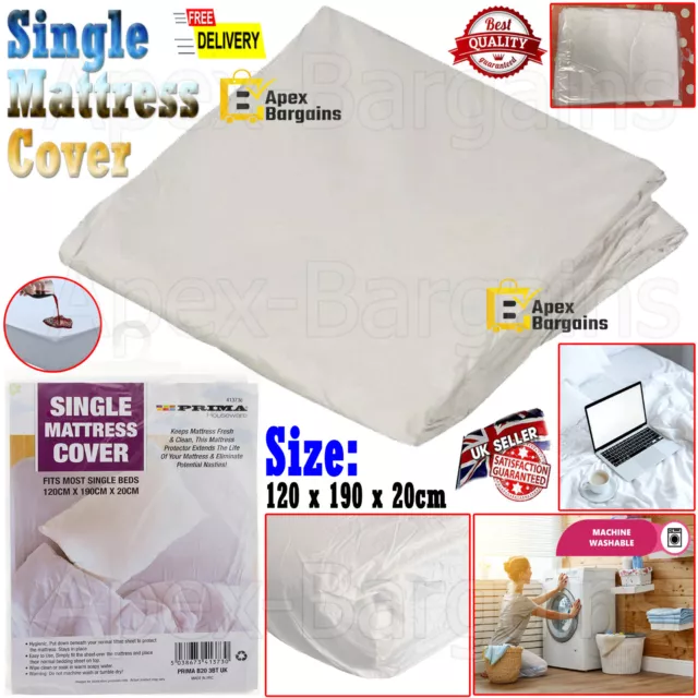 Single Bed Mattress Fitted Cover Protector Sheet PVC Plastic 100% Waterproof New