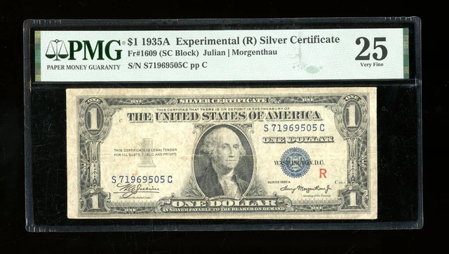 DBR 1935-A $1 Silver Experimental (R) Fr. 1609 PMG 25 Serial S71969505C