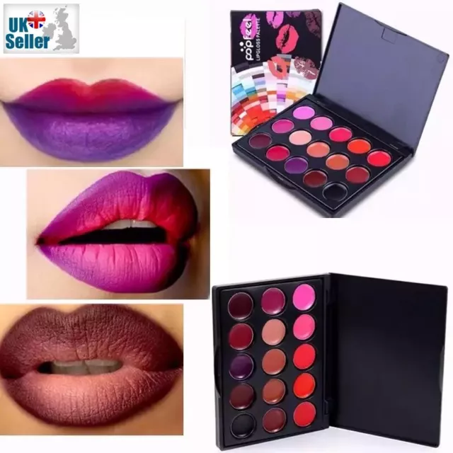 15 Colours Long Lasting Lip Gloss Palette Makeup Lipstick Cosmetic Lip Tools Set