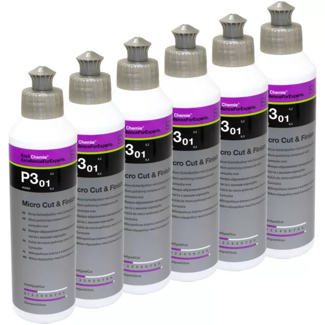 6x 250ml Vernis Koch Chemie Micro Cut&finish P3.01 pour Ponçage et Polissage