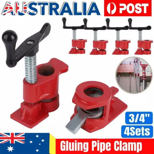 Heavy Duty 3/4" Gluing Pipe Clamp 4 Sets Woodworking Vice Hand Tools Tube Clamp