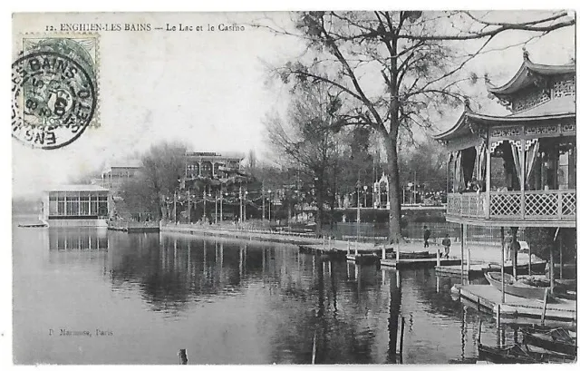 CPA antique postcard ENGHIEN les Bains lac et casino 1907
