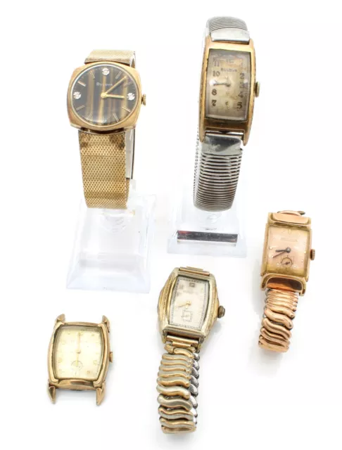 Vintage Gold-Filled Bulova Self-Winding Quartz Wristwatches Lot of 5 #WB725-6