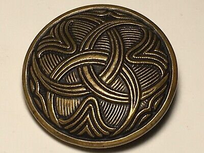 Antique Large Button Art Nouveau Brass Swirls 1 3/8” Half Shank