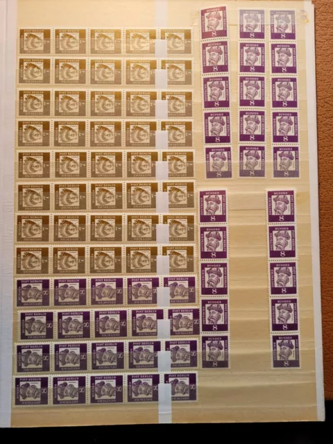 17 x Berlin Michel 200-201 postfrisch ** Rollenmarken, 5er Streifen
