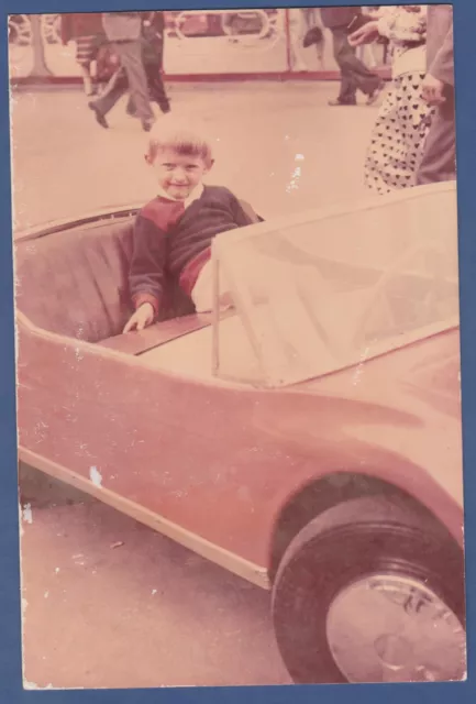 Beautiful Boy in a big pedal car Soviet Vintage Photo USSR