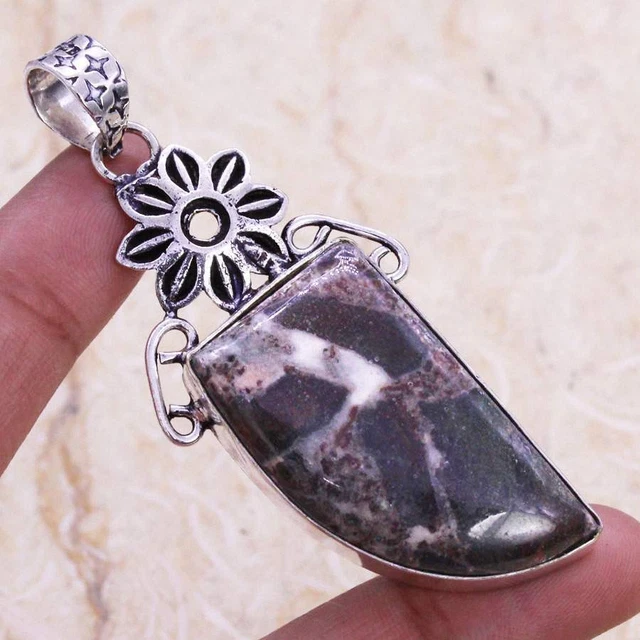 Appealing Picasso Jasper 925 Silver Plated Handmade Pendant of 2.5" Ethnic Gift