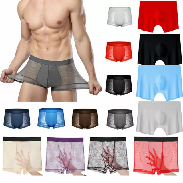 Sexy Homme Transparent Boxer Slip Maille Pochette sous-Vêtement Lingerie Culot 》