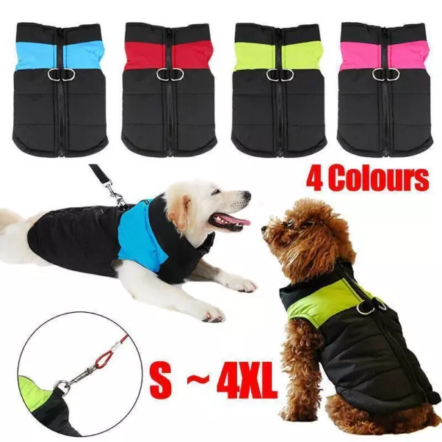 Large Dog Jacket Padded Waterproof Pet Clothes Warm Windbreaker Vest Coat Winter