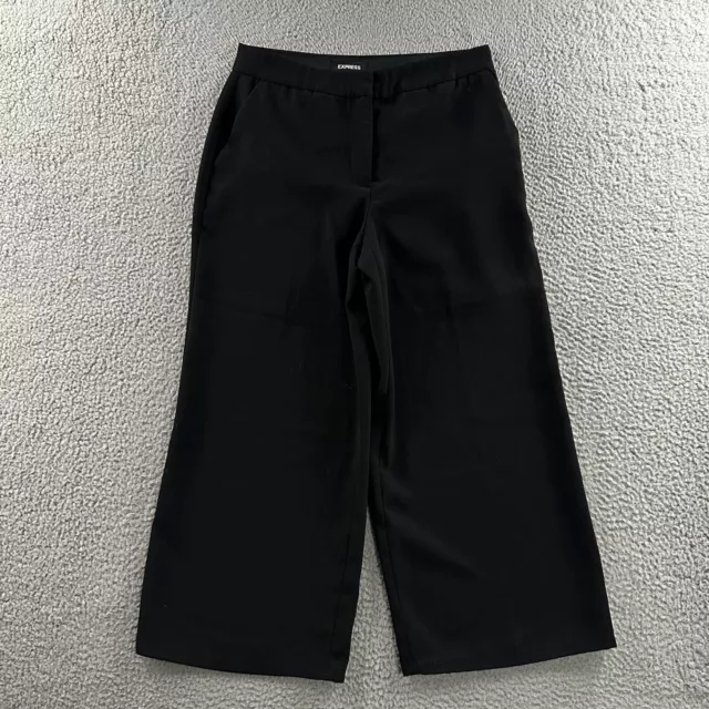 Express Womens Pants Black Size 4 High Rise Wide Leg Crop 100% Polyester