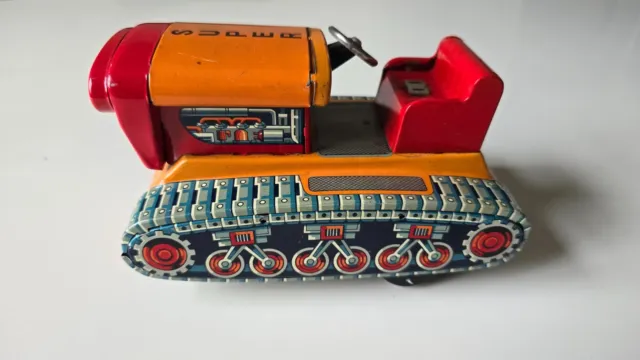 Blechspielzeug Batterie Super Raupe Raupenschlepper Bulldozer Japan Tin Toy Tole