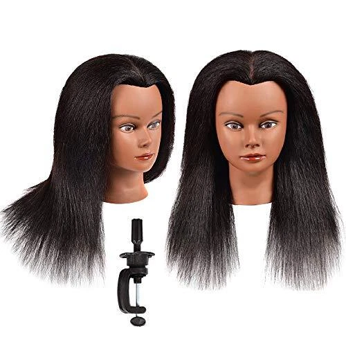 Cabeza de maniquí con cabello 100% real cabeza de entrenamiento de 14 pulgadas (paquete de 1)