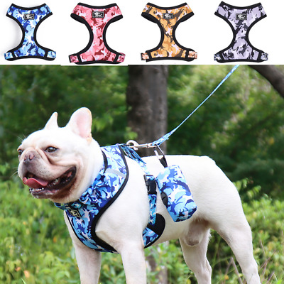 Dog Cam Harness Vest Collar Walking Lead Leash Set Reflective Pet Accessories