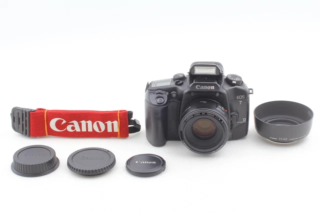 Canon EOS7 EYE CONTROL レンズ付き N MINT W/HOOD]CANON EOS 7 ELAN Eye Control 35mm Film Camera 50 1.8
