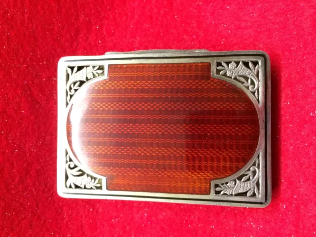 Antique Sterling Silver Guilloche Enamel Case Box