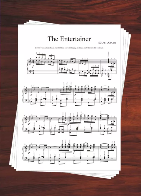 Klavier Noten The Entertainer (Scott Joplin) mit Fingersatz, sehr selten!