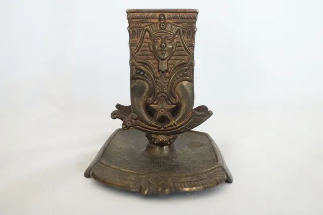 Vtg 1920s Egyptian Revival Judd Brass Bronze Masonic Cigarette Letter Holder 3