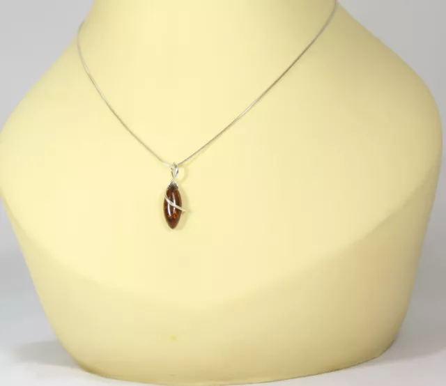 NATURAL BALTIC AMBER STERLING SILVER 925 PENDANT & CHAIN NECKLACE Certified 2