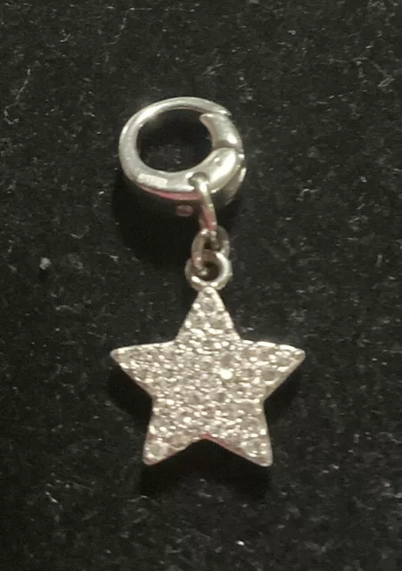 FOSSIL Brand - Silver Tone Pave - Glitz, Crystal Star -  Bracelet Charm - NWOT