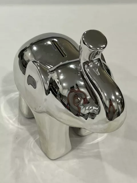 Ceramic Elephant Mirror Finish Piggy Bank Large Roughly 8 X 8”