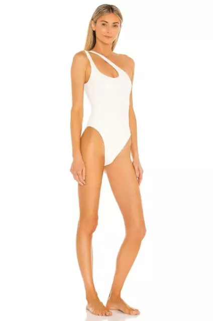 NWT L*Space Women's Phoebe Classic One Shoulder One Piece Swimsuit Cream~ Size L