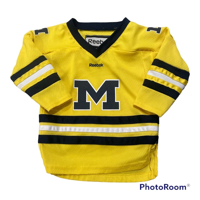 Vintage Reebok Michigan Wolverines Yellow NCAA Hockey Jersey Size 4T