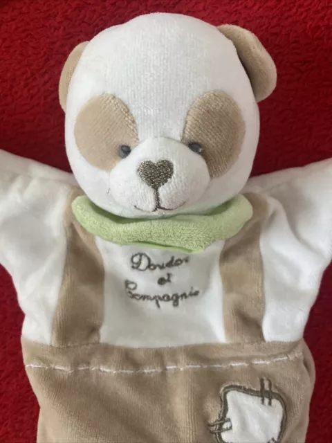 Doudou Marionnette Panda Ours Blanc Vert Marron Grelot DOUDOU & COMPAGNIE NEUF 2