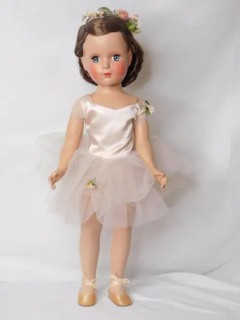 Vintage Madame Alexander Margot Ballerina 17" Doll Brown Hair, Blue Eyes 1950s