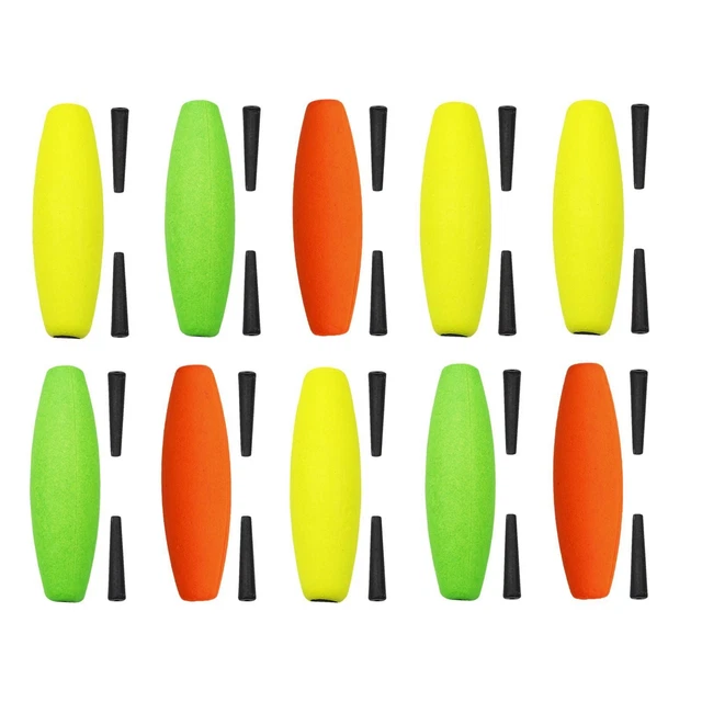 Morain Lot de 10 flotteurs de pêche rigides en mousse, accessoires de pêche faciles à utiliser