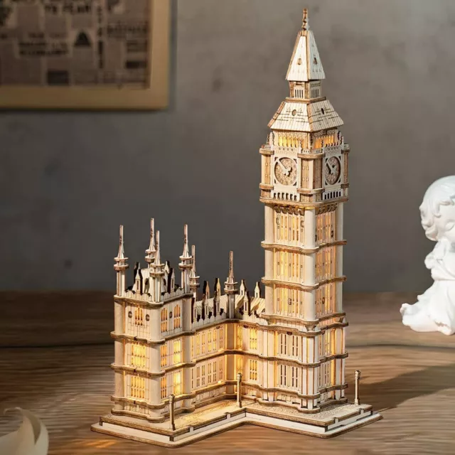 Rolife 3D Holzpuzzle LED London Big Ben Bau Puzzle Bauen Spielzeug