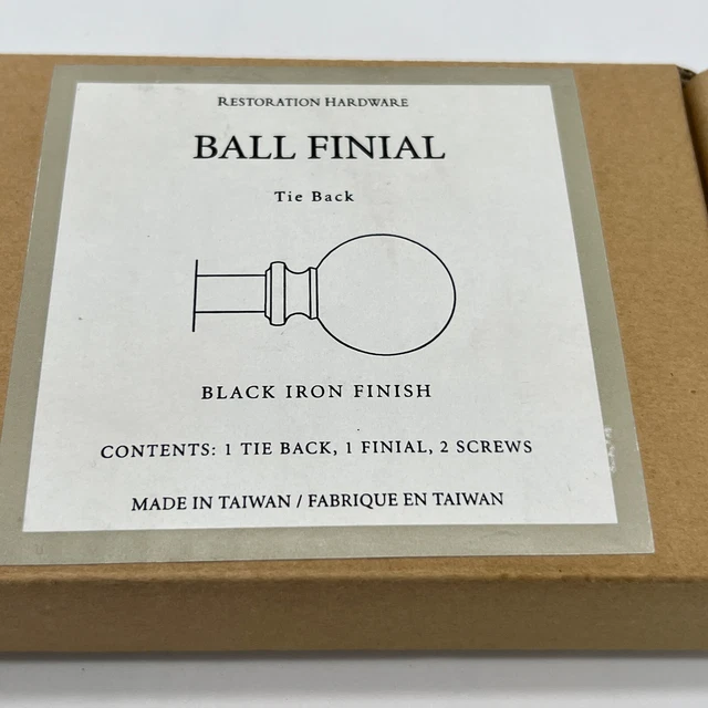 Restoration Hardware Black Iron Round Ball Finial Drapery Tie Back 1351-0008
