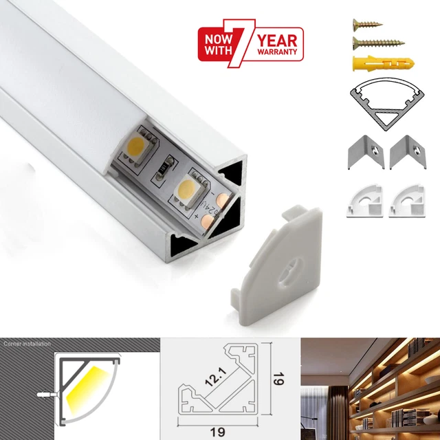 ATOM LED STRIP Light Aluminium Corner Profile Milky Cover Cabinet ...