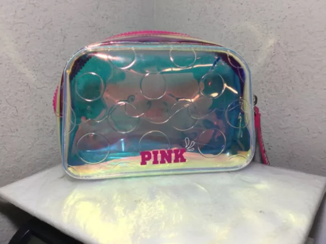 P1 Victoria Secret "PINK" Iridescent Make Up/Cosmetic Beauty Bag-Travel Bag-EUC