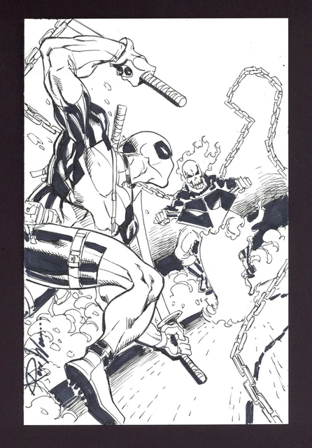 Deadpool vs. Ghost Rider Sketch by Ron Williams