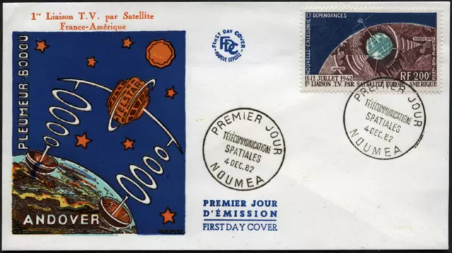 Neukaledonien 1962 "Telstar - 1. Fernseh-Direktübertragung", MiNr 386 auf FDC