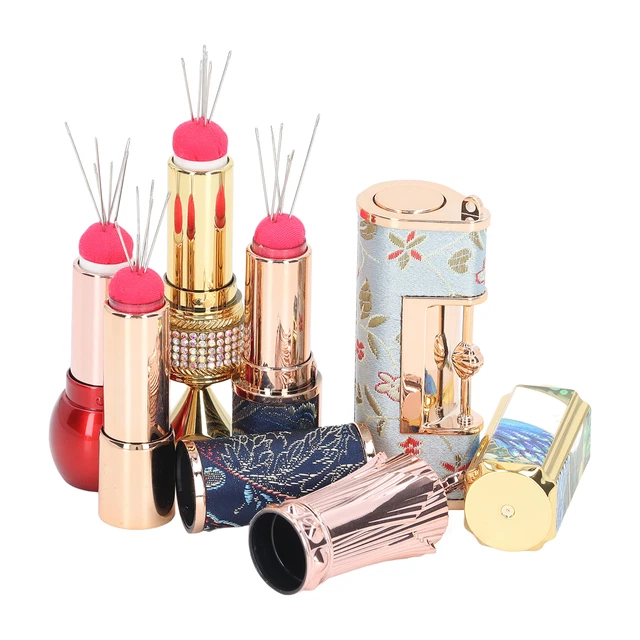 4 Pezzi Raccoglitore Di Aghi A Forma Di Rossetto Design Retrattile In Plastica