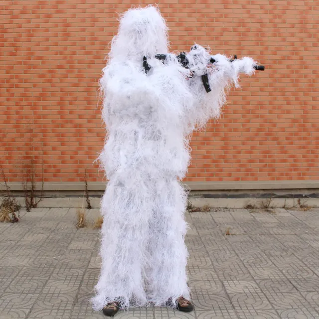 White Snow Camo Ghillie Suit Yowie Sniper Tactical Camoflage Suit for Hunting