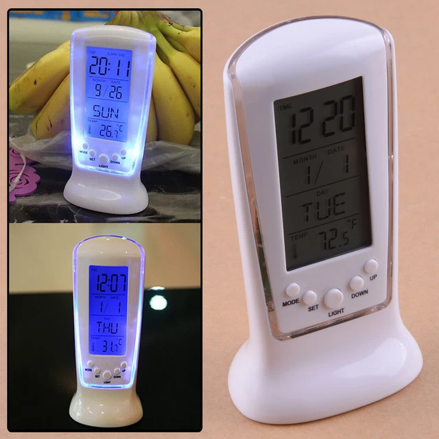 Réveil de bureau Affichage LED numérique Calendrier musique Date Alarm Clock hi