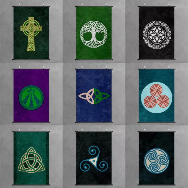Celts Traditional Culture Symbols Scroll Poster Ancient Celtic Logo Poster Decor