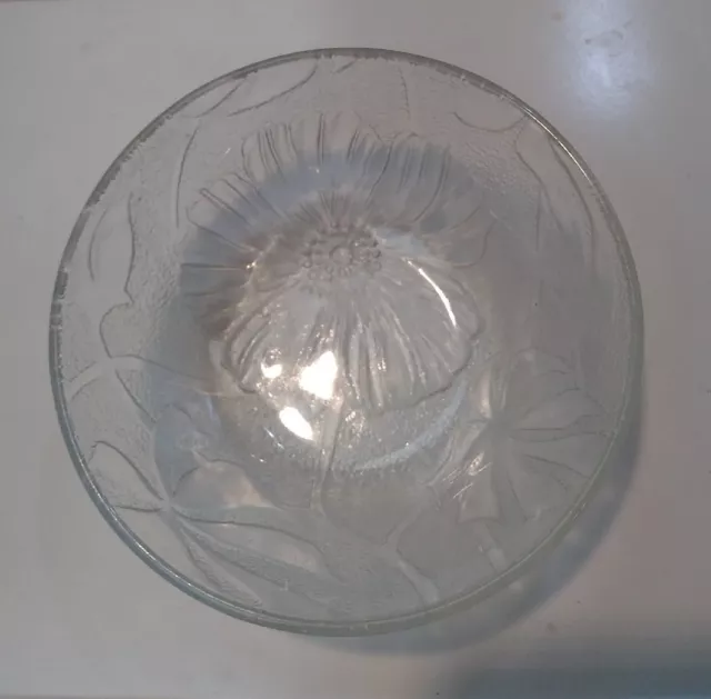 KIG Indonesia Hibiscus Cereal Fruit Dessert Bowl 5" Clear Glass Flower Design 2