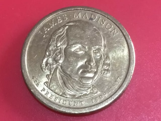 2007  "D"  US  "Presidential"  one dollar  coin.  "James Madison"
