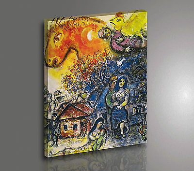 Quadro Marc Chagall Birthday Compleanno Stampa su TELA Cotone Vernice Pennello 