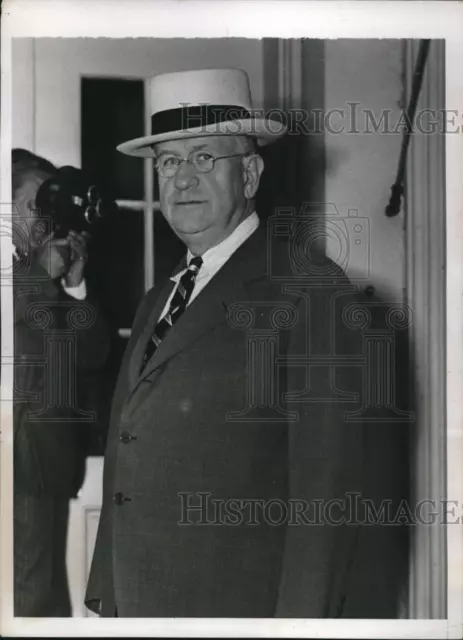 1937 Press Photo Secretary Of Interior Harold Ickes Arriving At White House