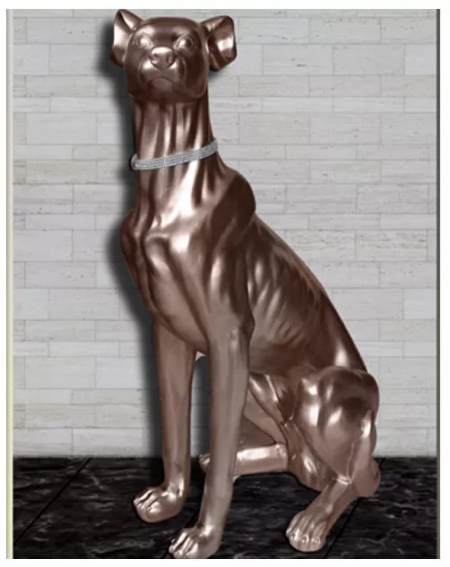 Statua ceramica scultura levriero H85 cane oro swarovski animali st25107