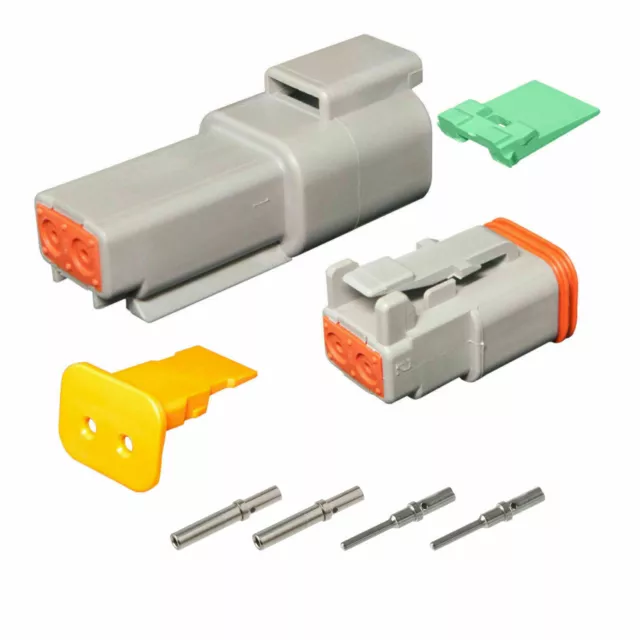 2 Pin Deutsch DT04-2S DT06-2S waterproof connector kit - Solid Contacts