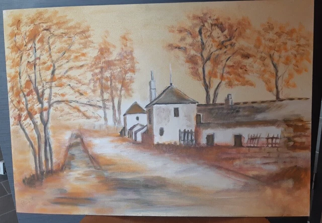 TABLEAU ANCIEN AQUARELLE paysage forestier expressionniste EUR 93,39