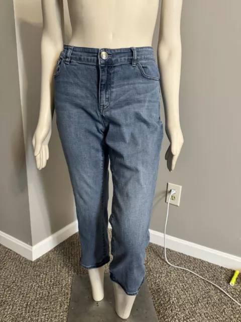 Venezia Lane Bryant Straight Leg 5-pocket Stretch Blue Mid Rise Cropped Jeans 14