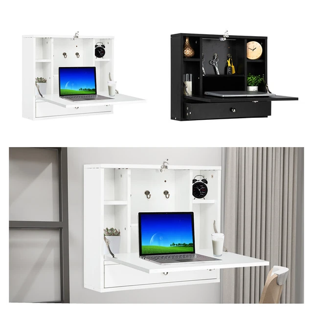 Floating Computer Desk Wall Mounted Laptop Shelf Workstation Table Home Office