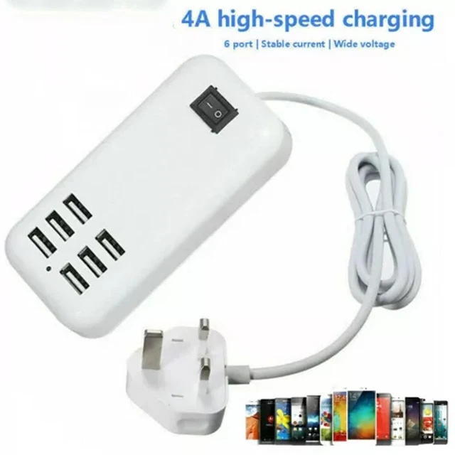 Portable Multi 6-Ports USB Prise Alimentation Adaptateur Chargeur de téléphone