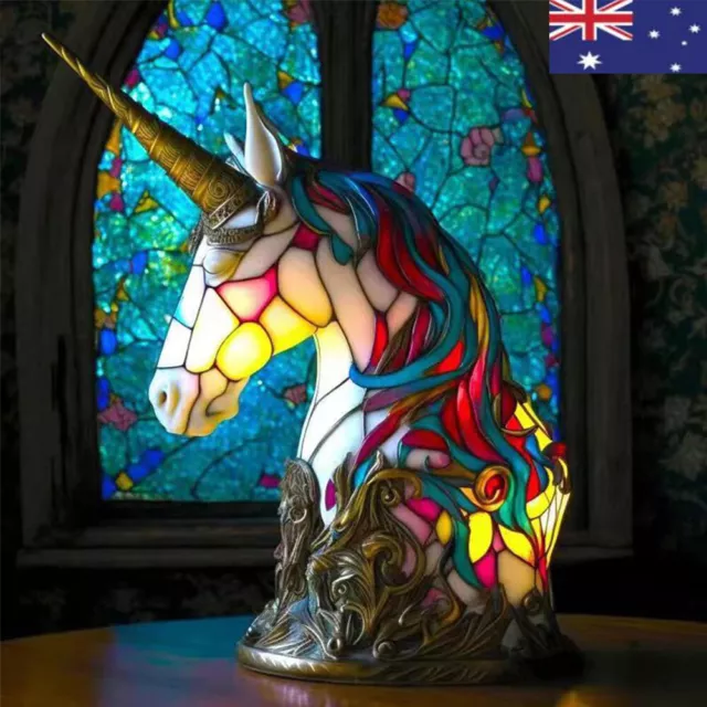 Cartoon Unicorn Table Lamp LED Night Light Resin Ornaments Desk Lamp Home Decor